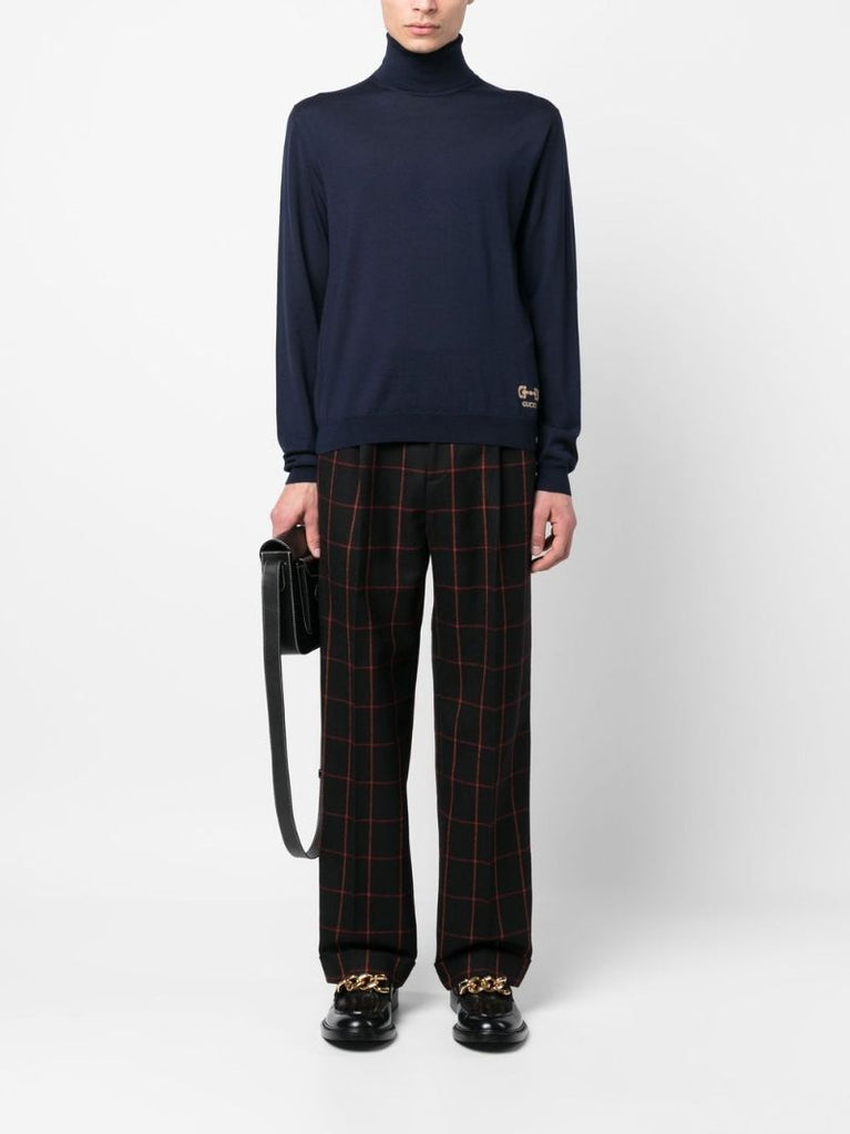 Black Check Pattern Tailored Trousers