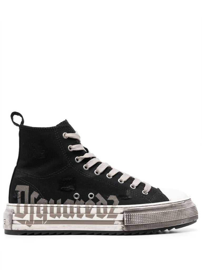 Black Logo Print High-top Sneakers