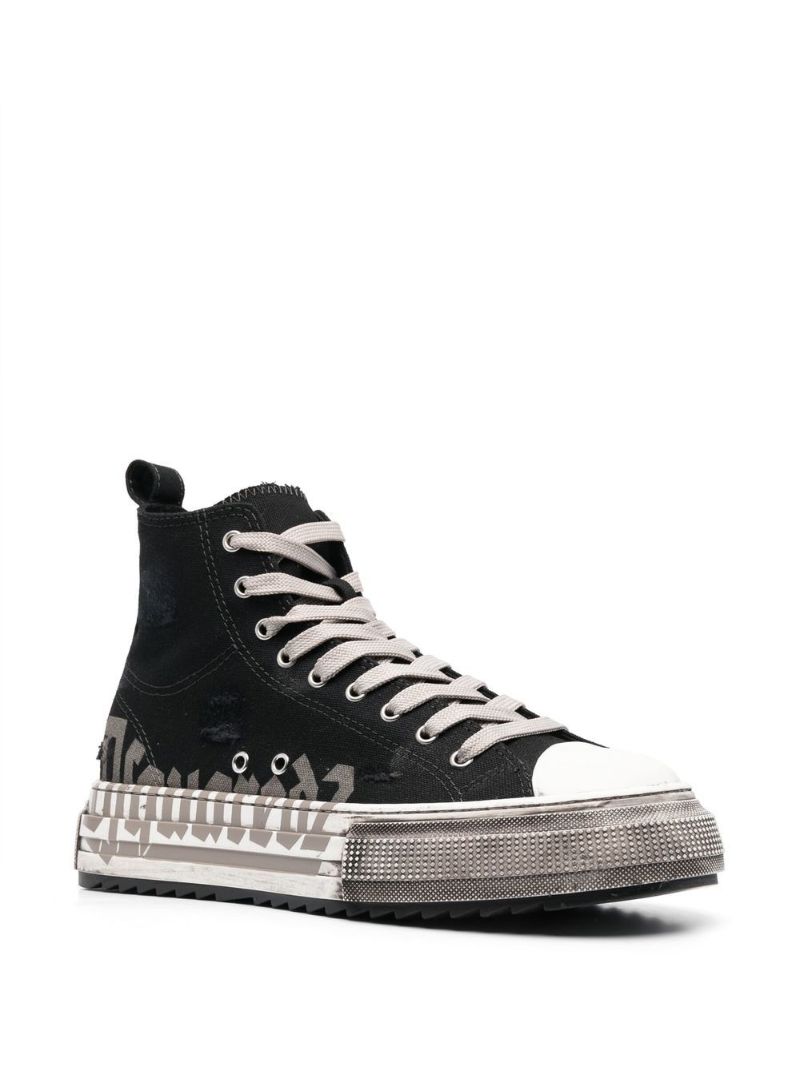 Black Logo Print High-top Sneakers