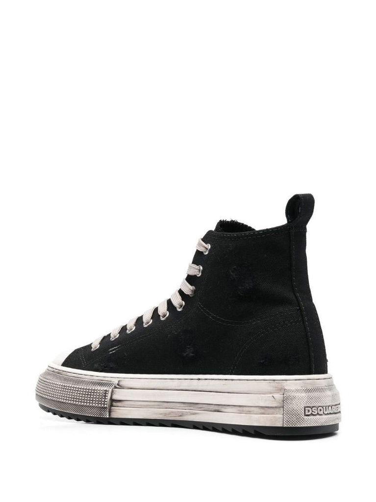 Black Logo Print High-top Sneakers