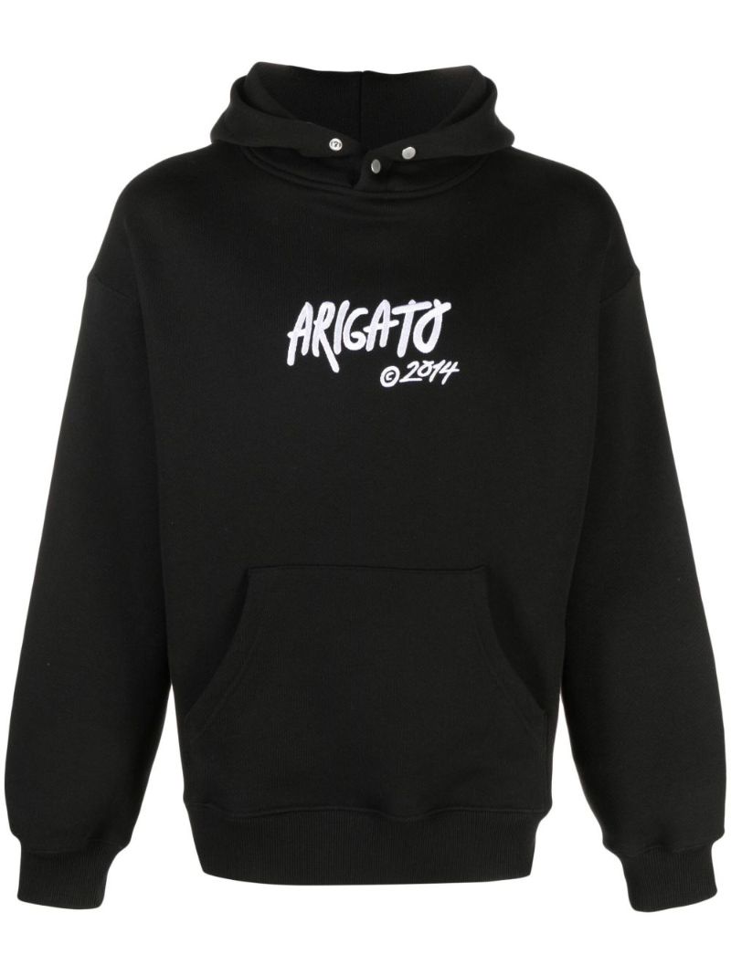 Black Tag Logo Embroidered Hoodie