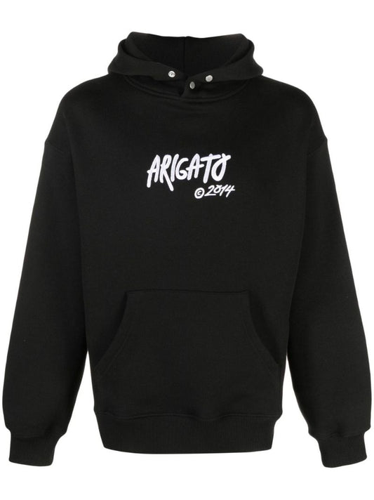 Black Tag Logo Embroidered Hoodie