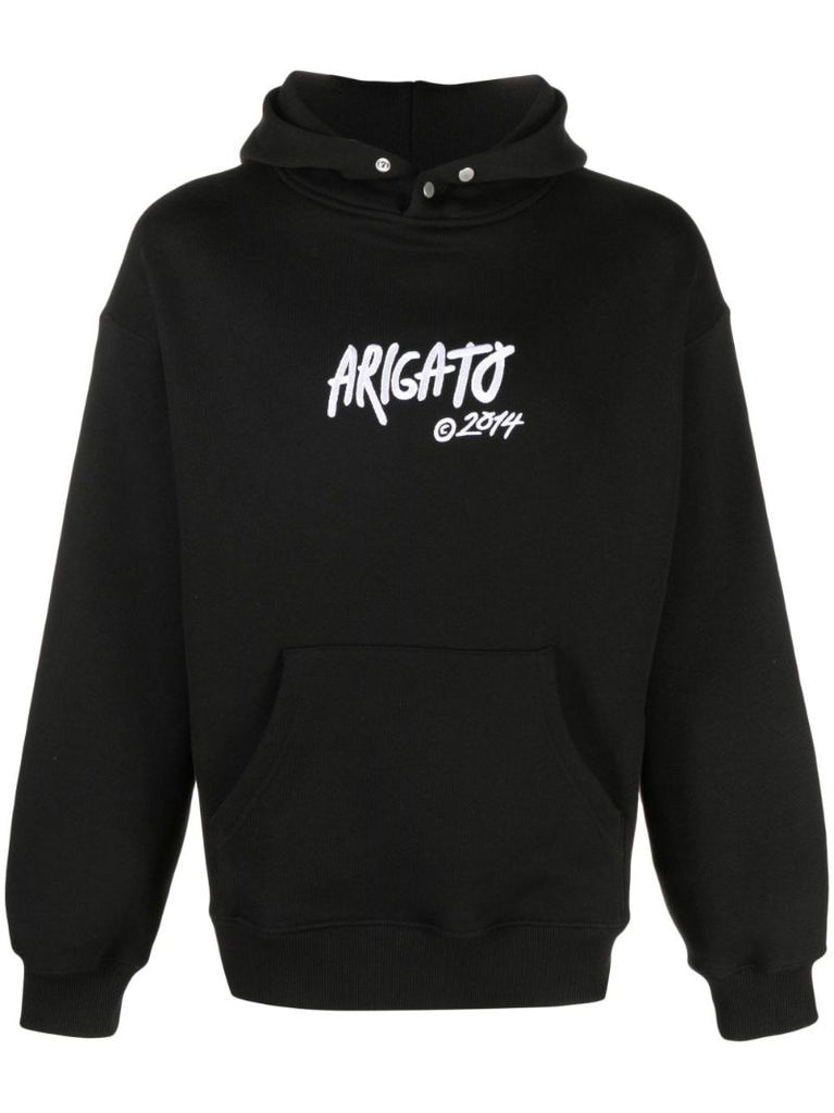 Black Tag Logo Embroidered Hoodie