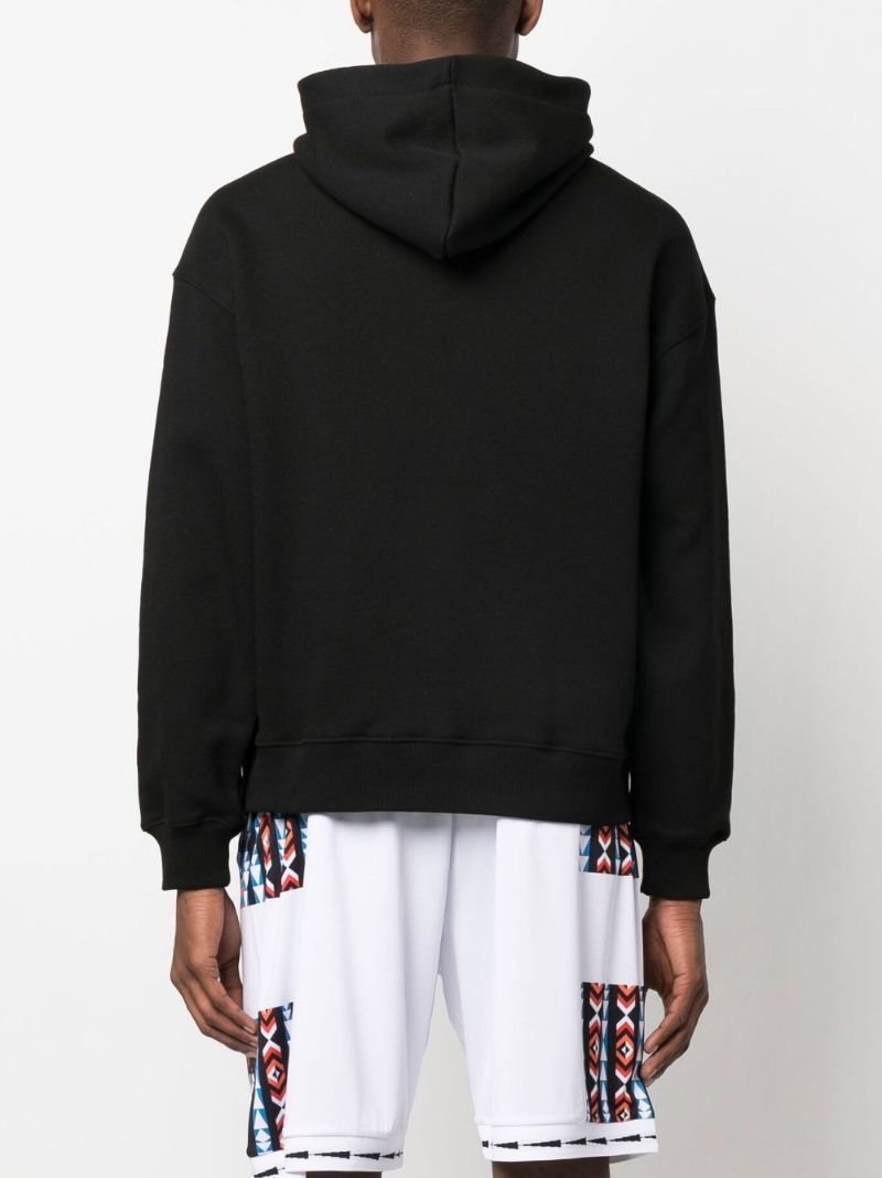 Black Tag Logo Embroidered Hoodie