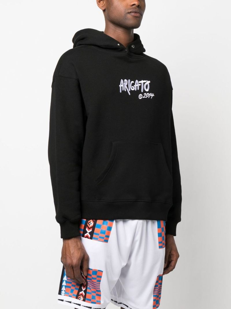 Black Tag Logo Embroidered Hoodie