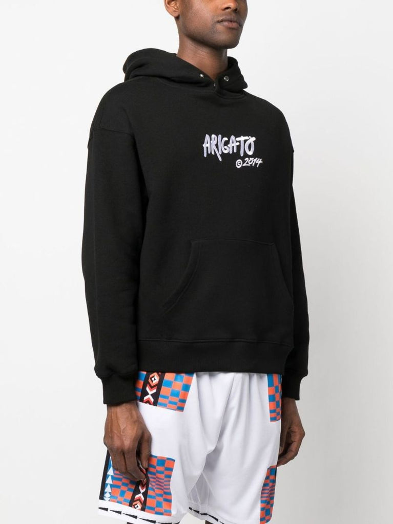 Black Tag Logo Embroidered Hoodie