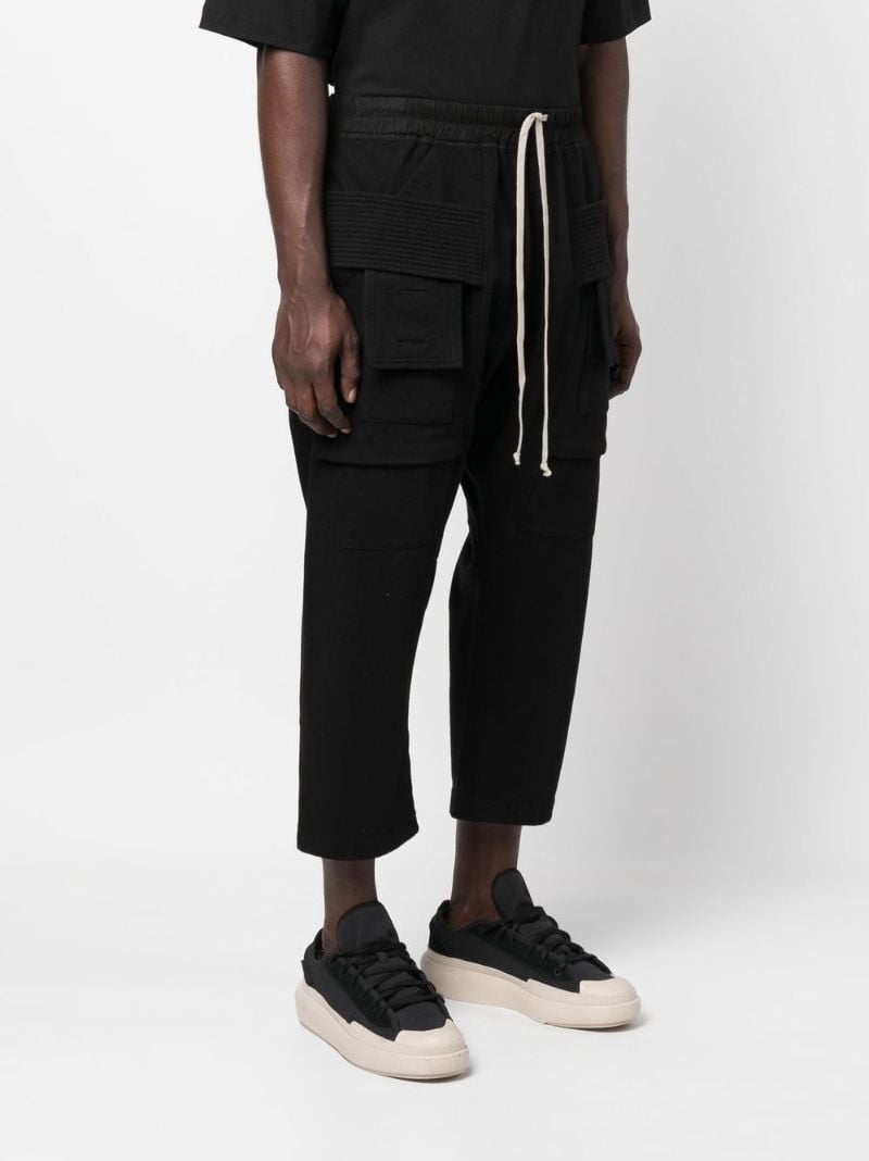 Black Cropped Cargo Trousers