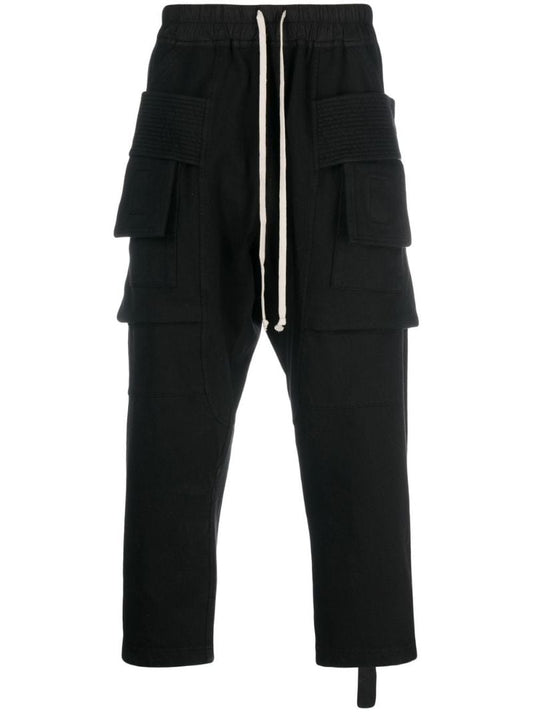 Black Cropped Cargo Trousers