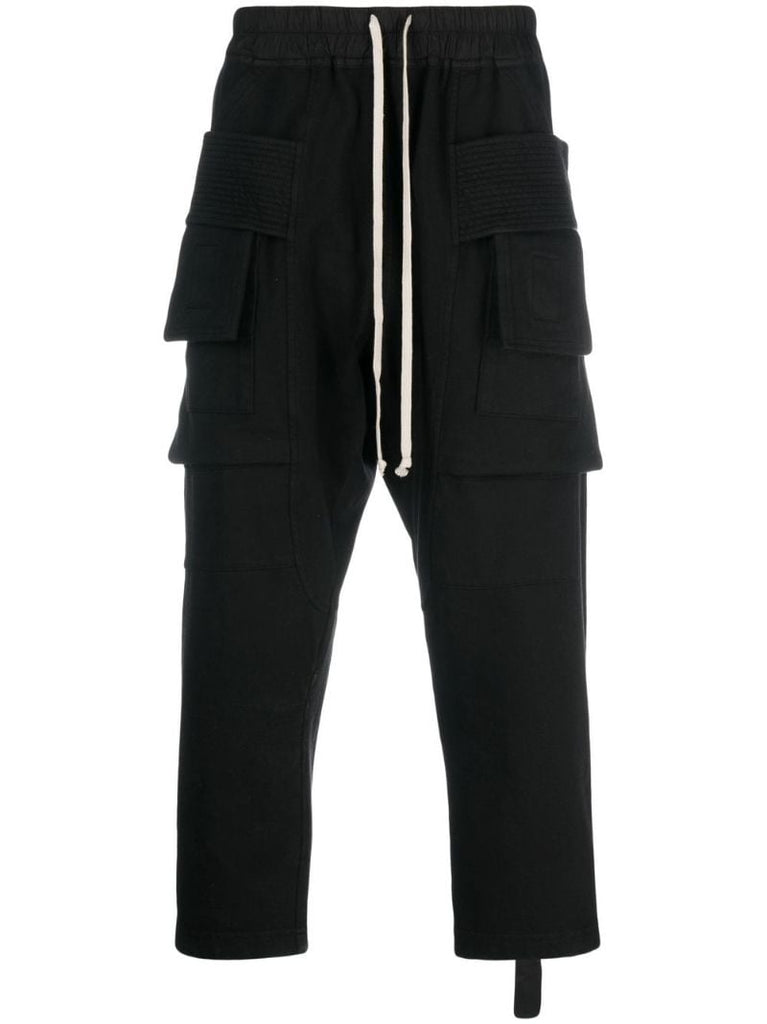 Black Cropped Cargo Trousers