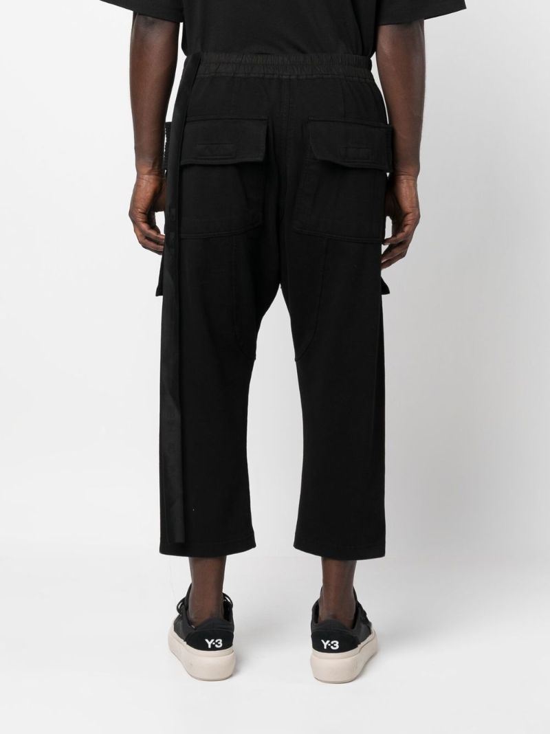 Black Cropped Cargo Trousers