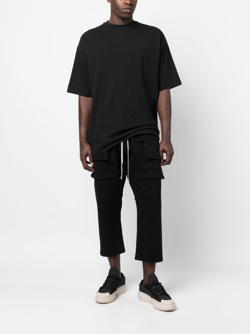 Black Cropped Cargo Trousers