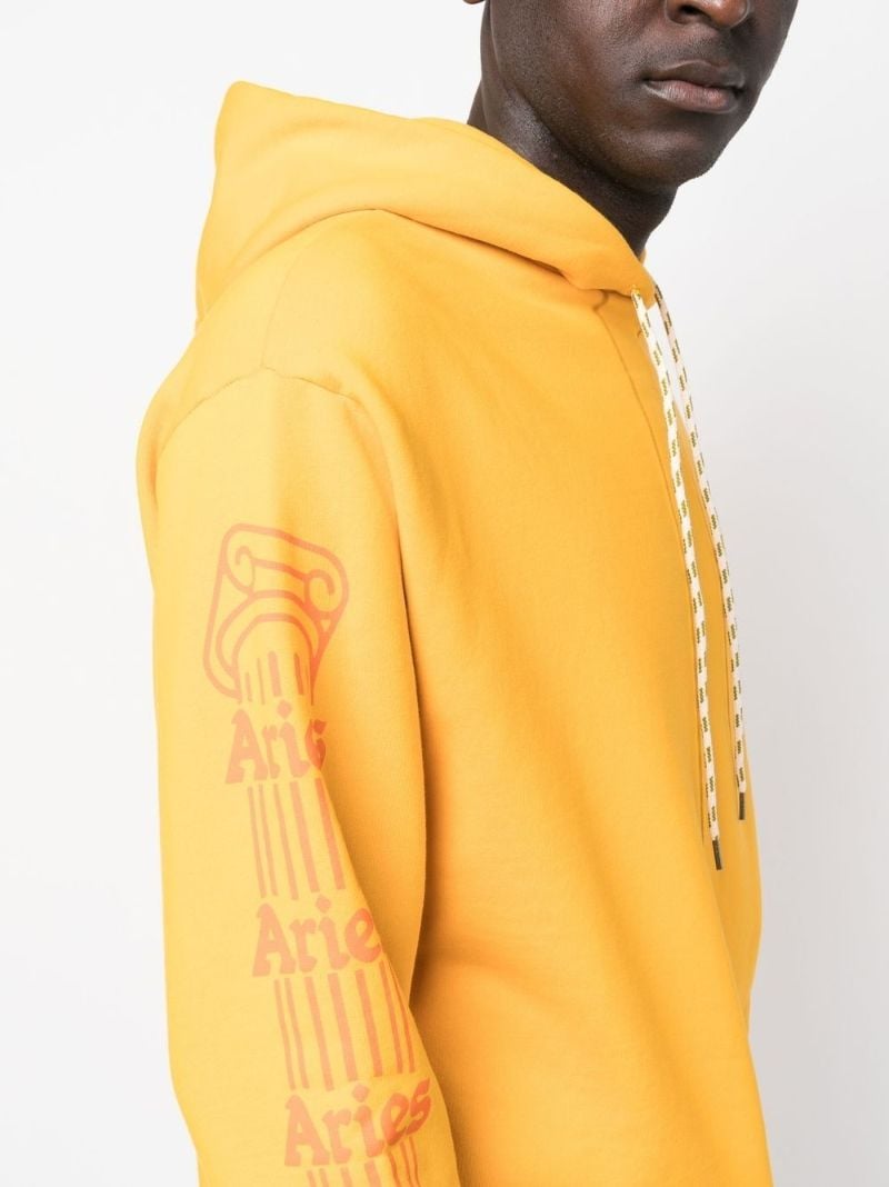 Yellow Column Logo Print Hoodie