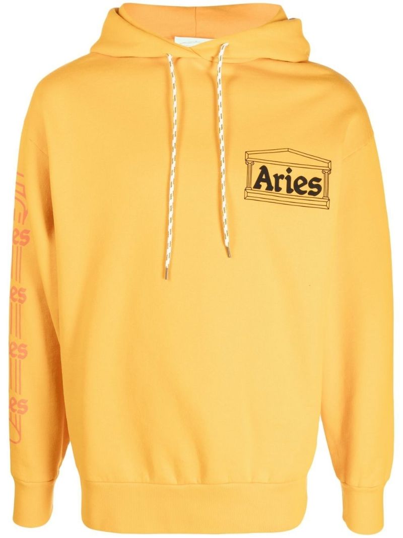 Yellow Column Logo Print Hoodie