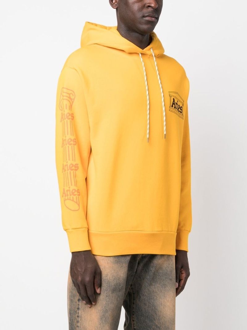 Yellow Column Logo Print Hoodie