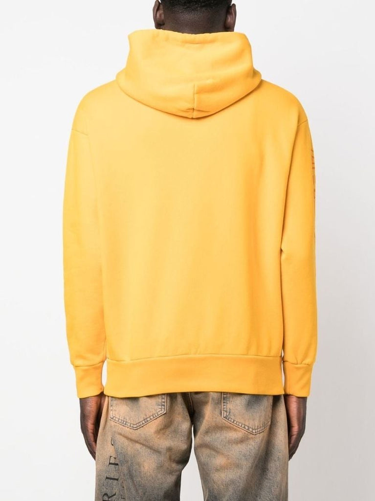 Yellow Column Logo Print Hoodie
