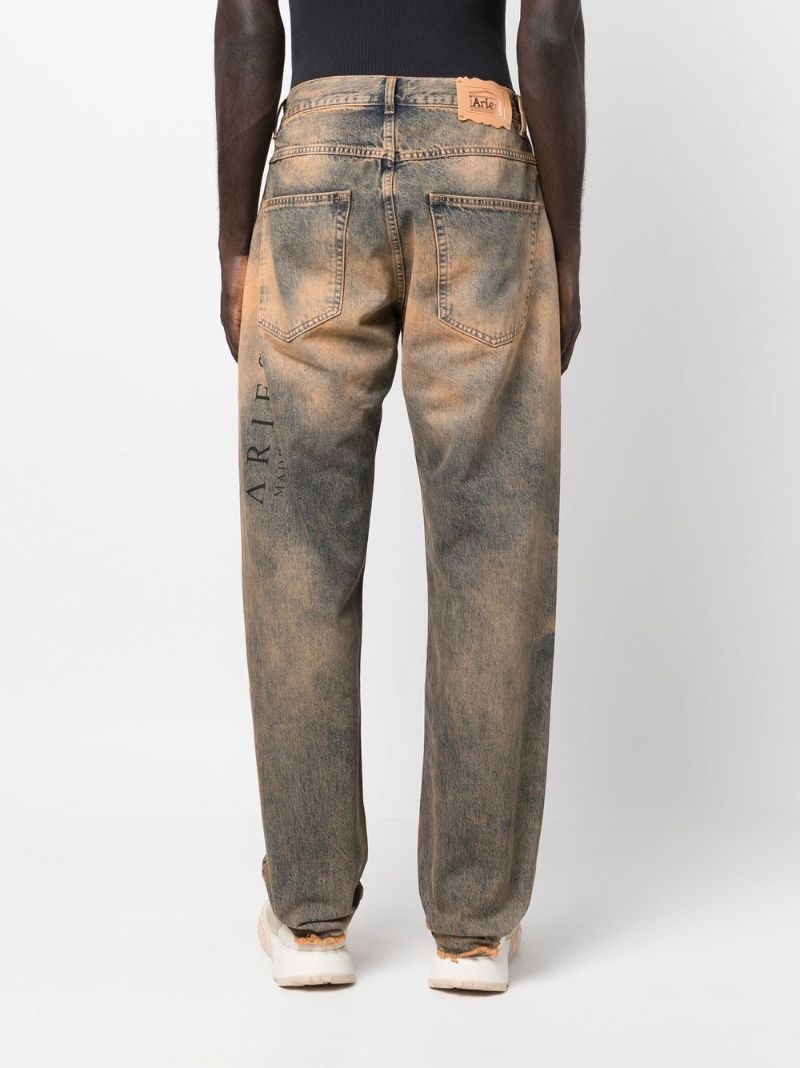 Orange Acid Wash Batten Jeans