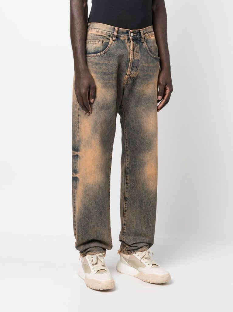 Orange Acid Wash Batten Jeans