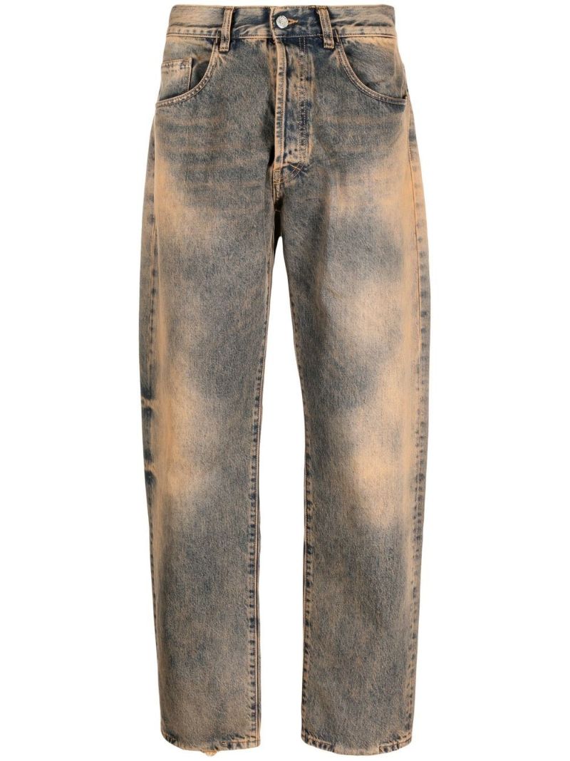 Orange Acid Wash Batten Jeans