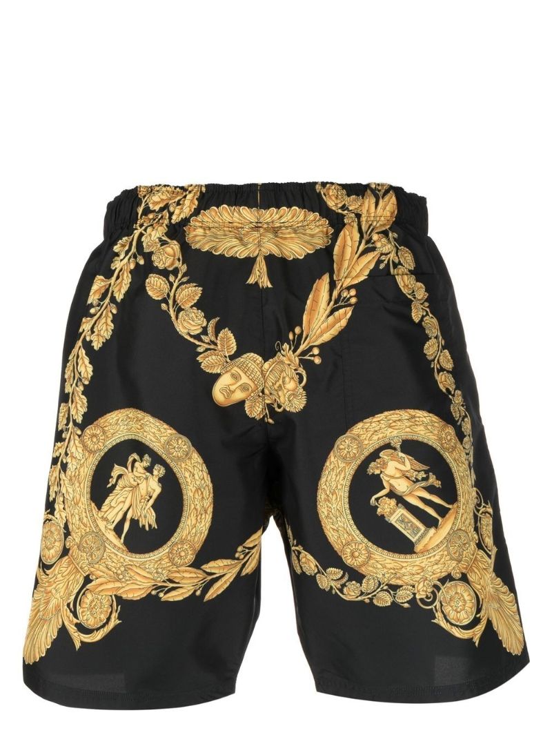 Black Baroque Pattern Swim Shorts