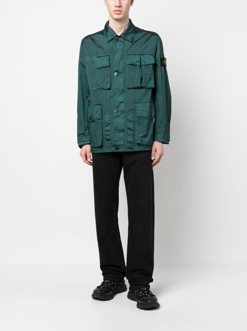 Green Compass Patch Shirt Jacket