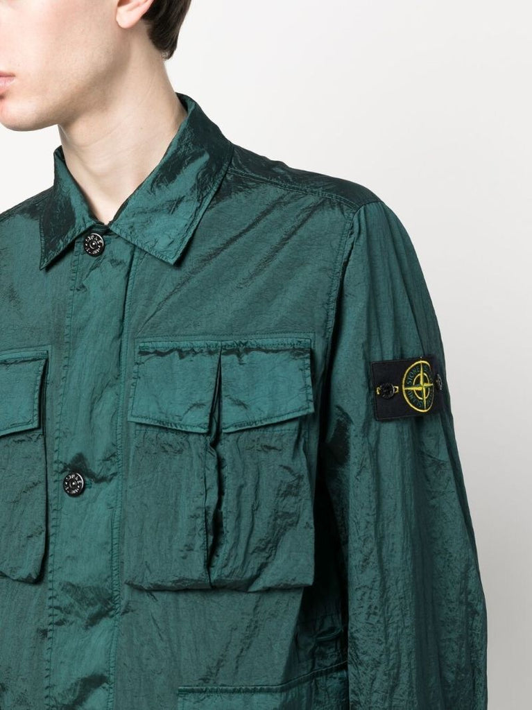 Green Compass Patch Shirt Jacket