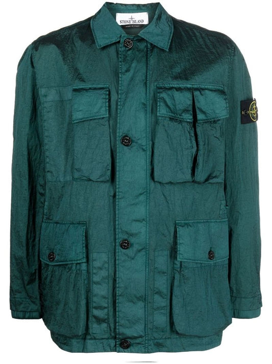 Green Compass Patch Shirt Jacket