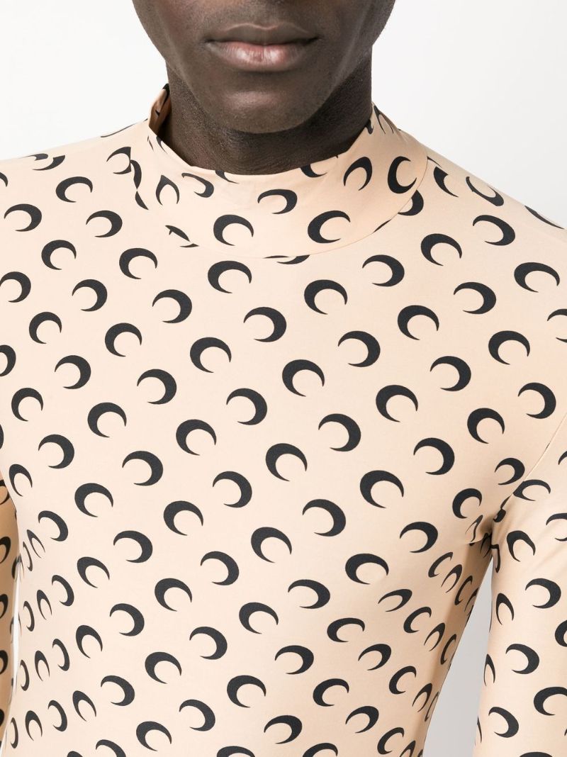 Neutral Crescent Moon Print Top
