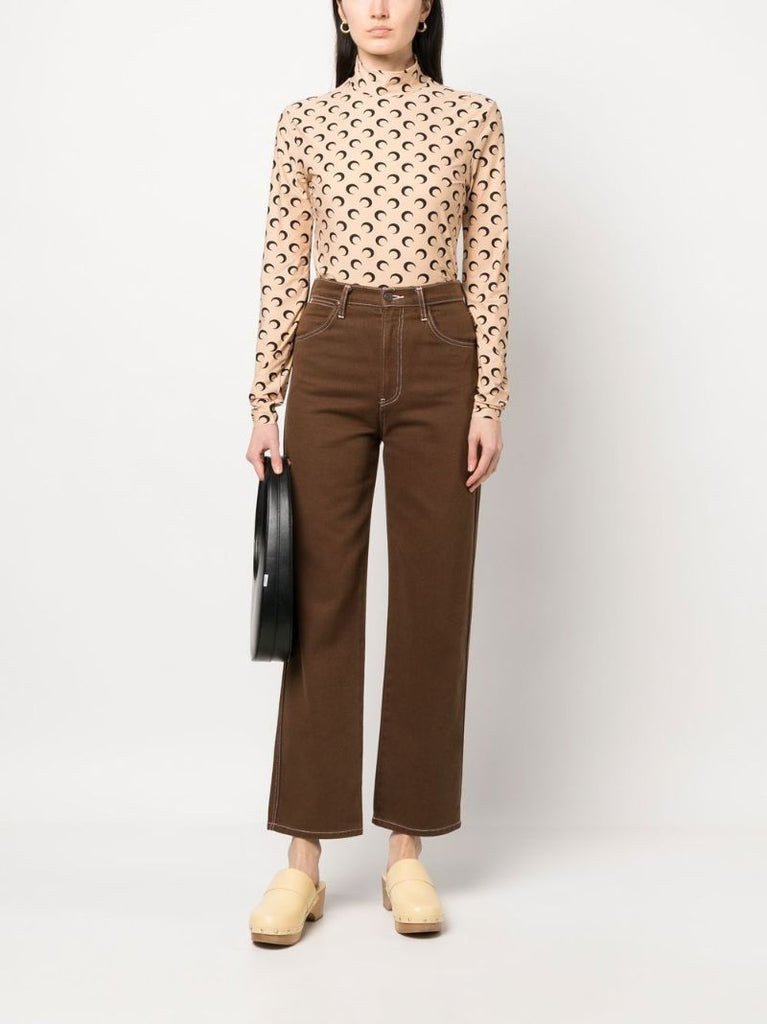 Neutral Crescent Moon Print Top