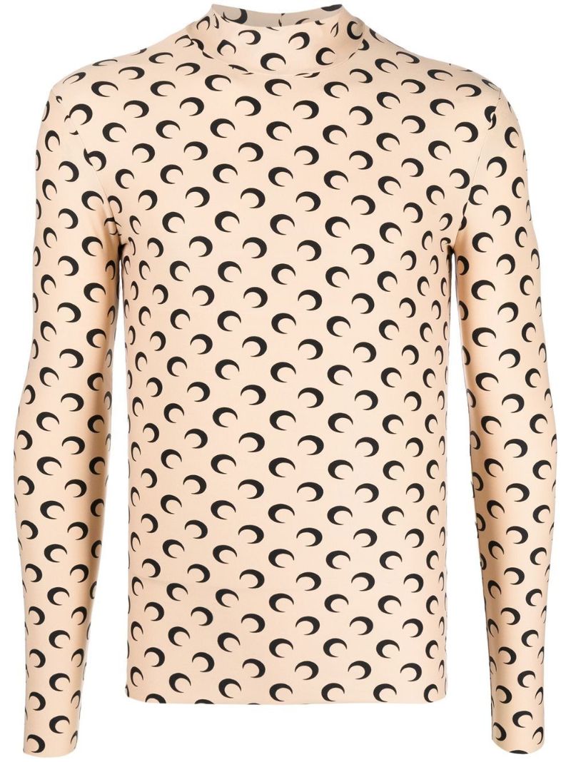 Neutral Crescent Moon Print Top