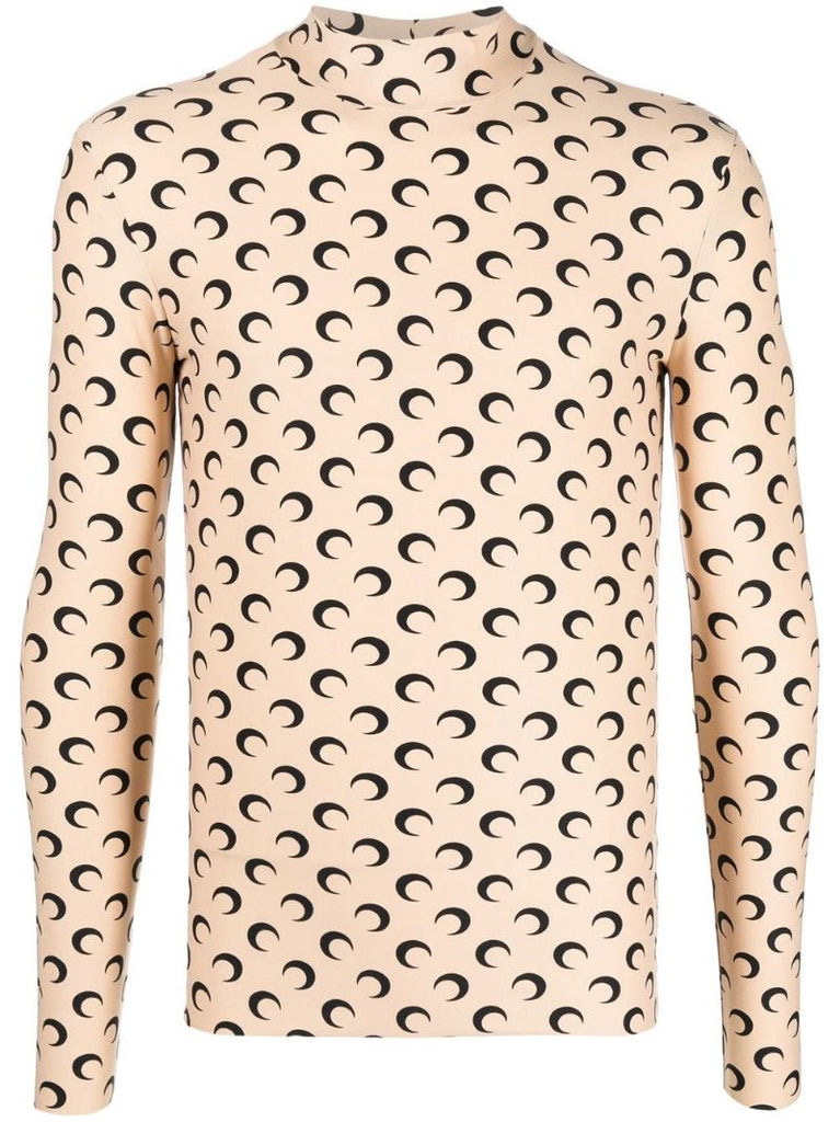 Neutral Crescent Moon Print Top