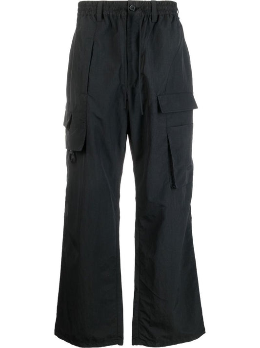Black Cargo Wide Leg Trousers