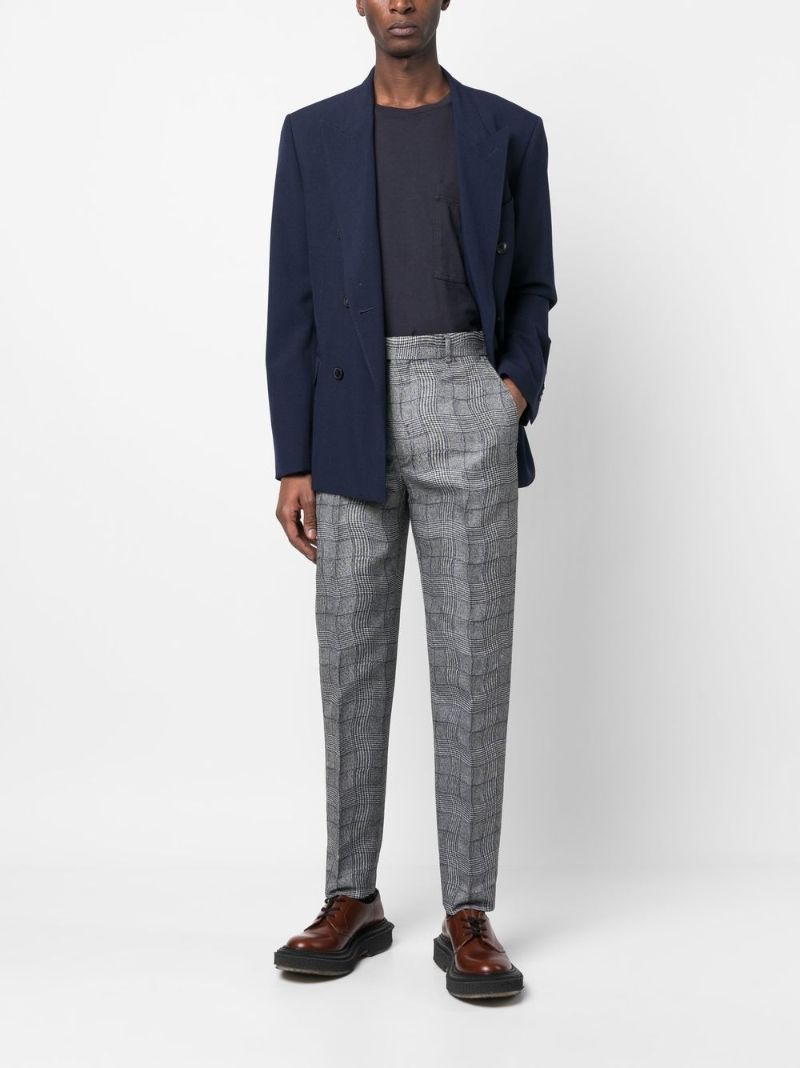 Grey Wavy Check Print Trousers