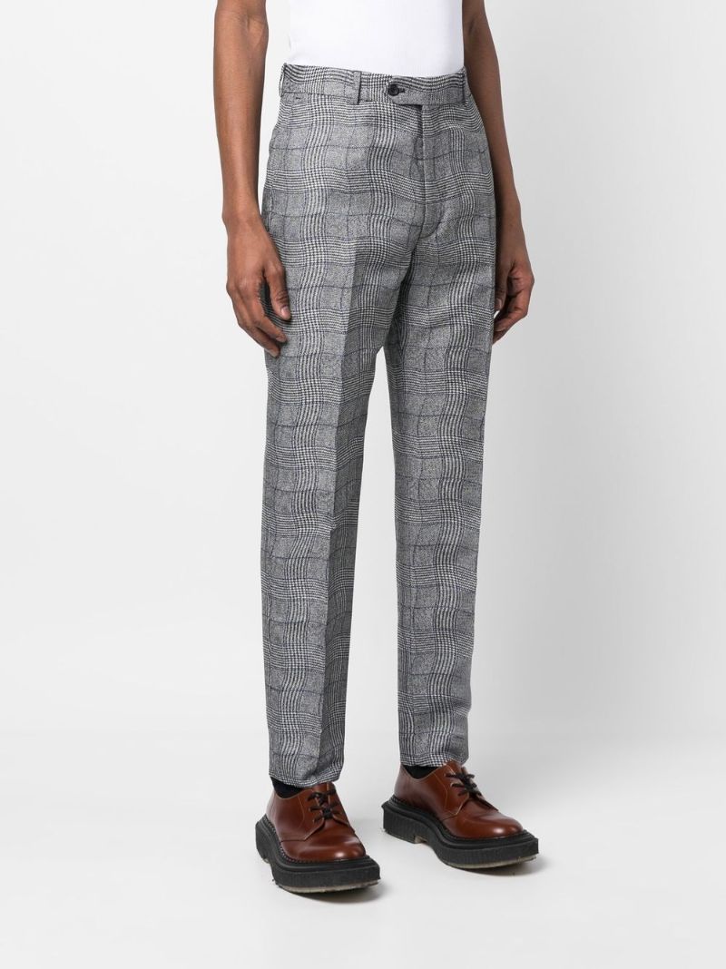 Grey Wavy Check Print Trousers