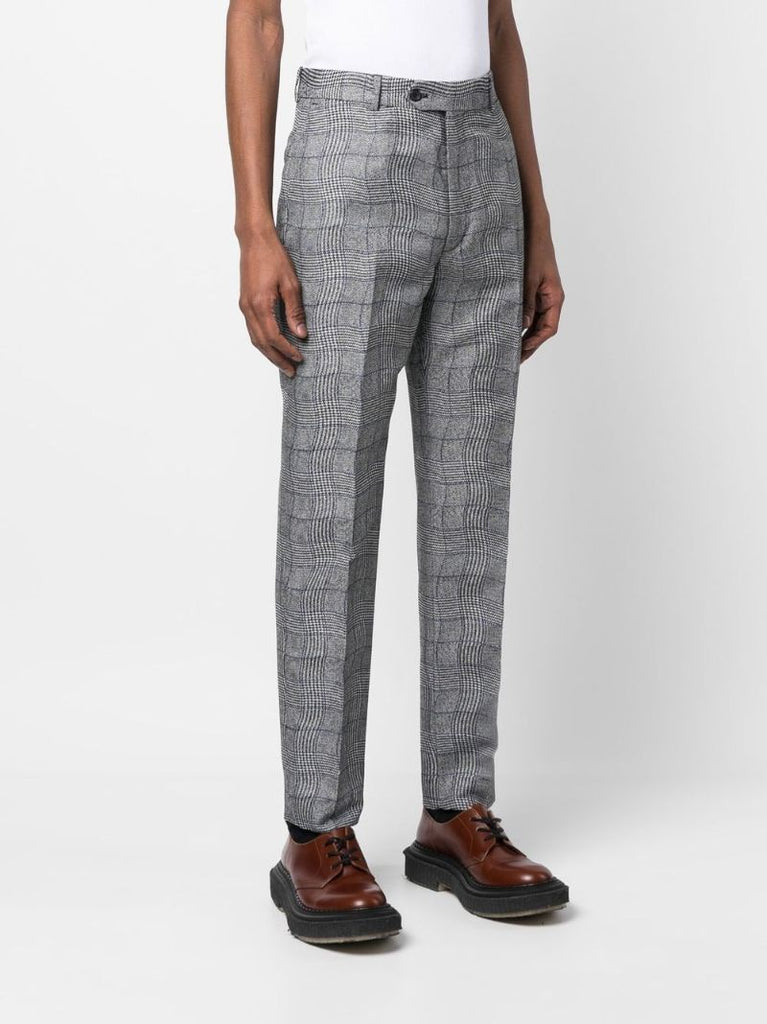 Grey Wavy Check Print Trousers