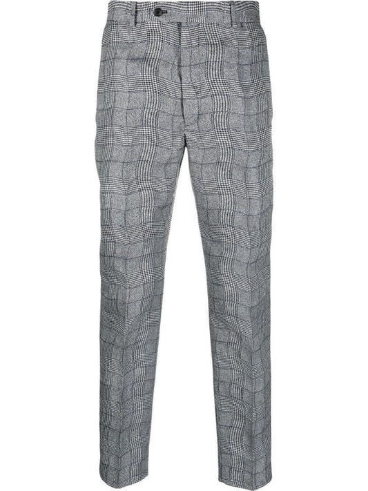 Grey Wavy Check Print Trousers