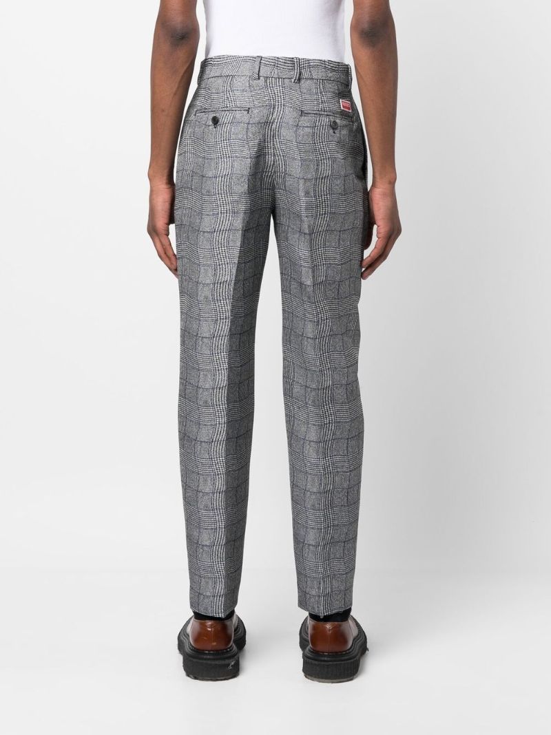 Grey Wavy Check Print Trousers