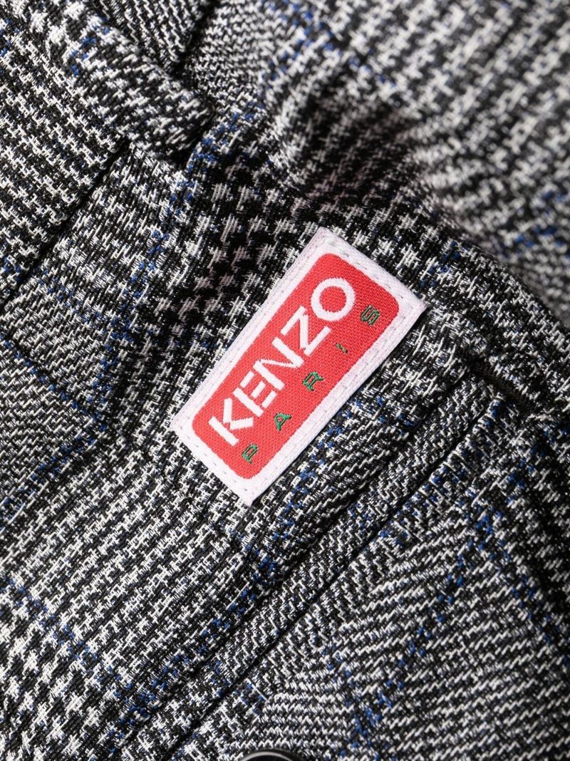 Grey Wavy Check Print Trousers