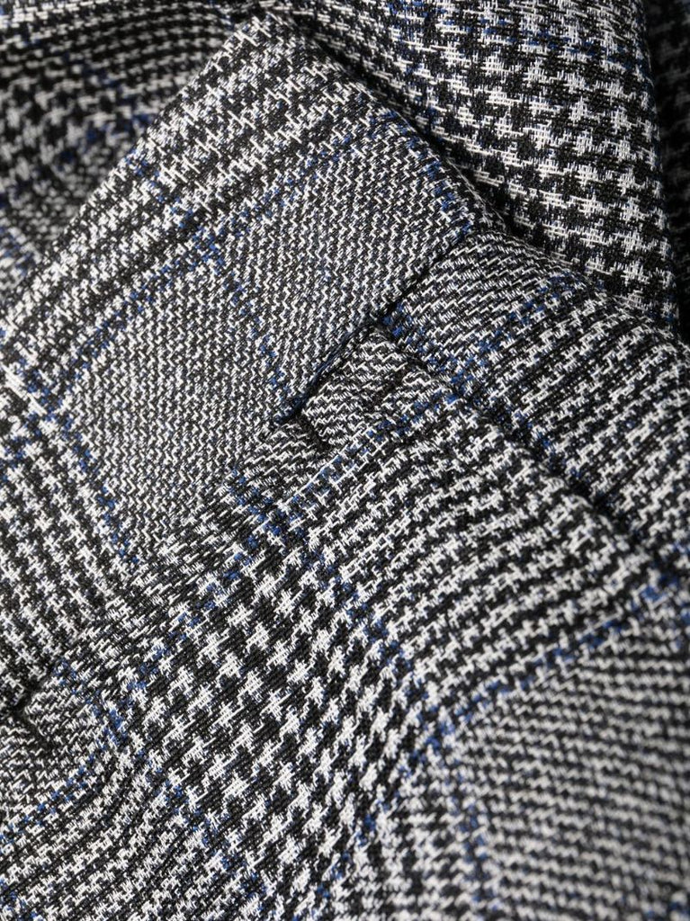 Grey Wavy Check Print Trousers