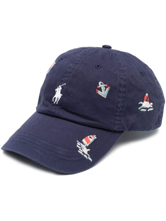 Blue Cotton Embroidered Baseball Cap