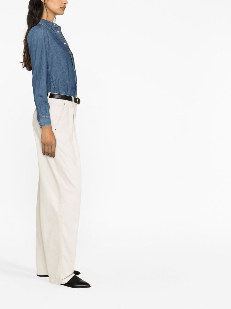Blue Logo Embroidered Denim Shirt