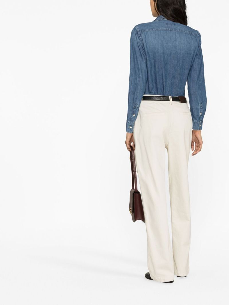 Blue Logo Embroidered Denim Shirt