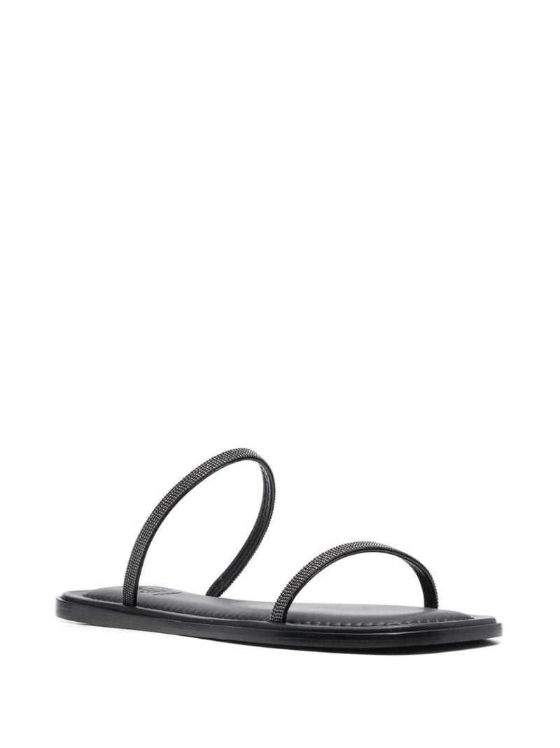 Black Monili-embellished Leather Sandals