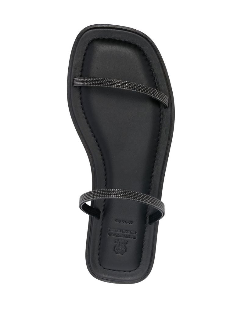 Black Monili-embellished Leather Sandals