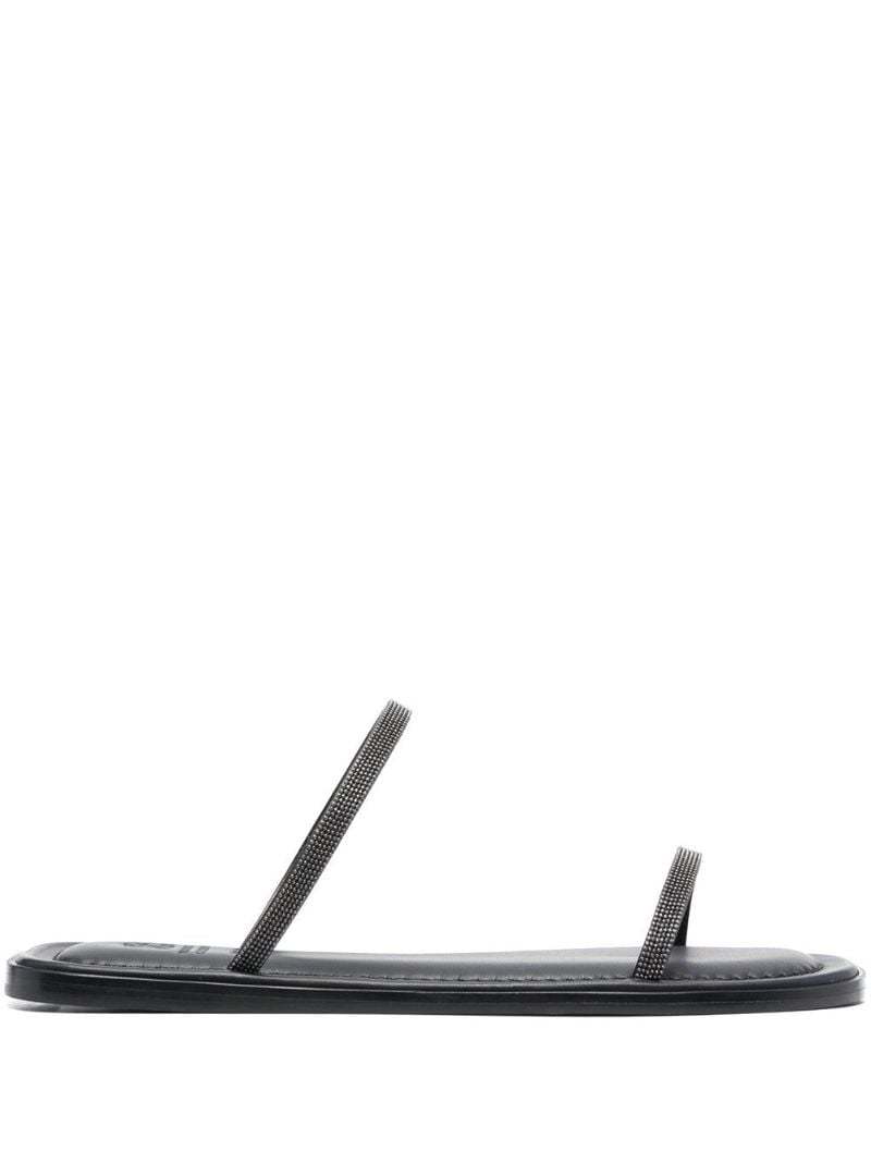 Black Monili-embellished Leather Sandals