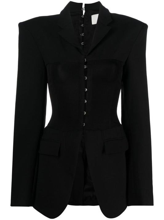 Black Hook and Eyelet Fastening Jacket