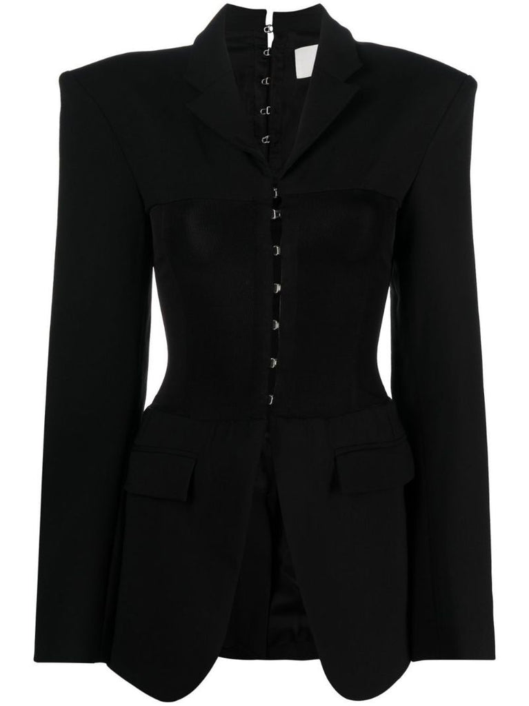 Black Hook and Eyelet Fastening Jacket