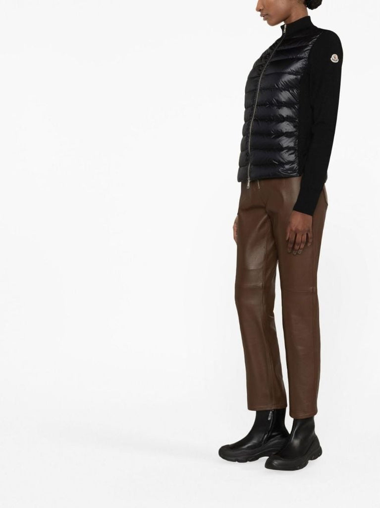 Black Padded Wool Cardigan