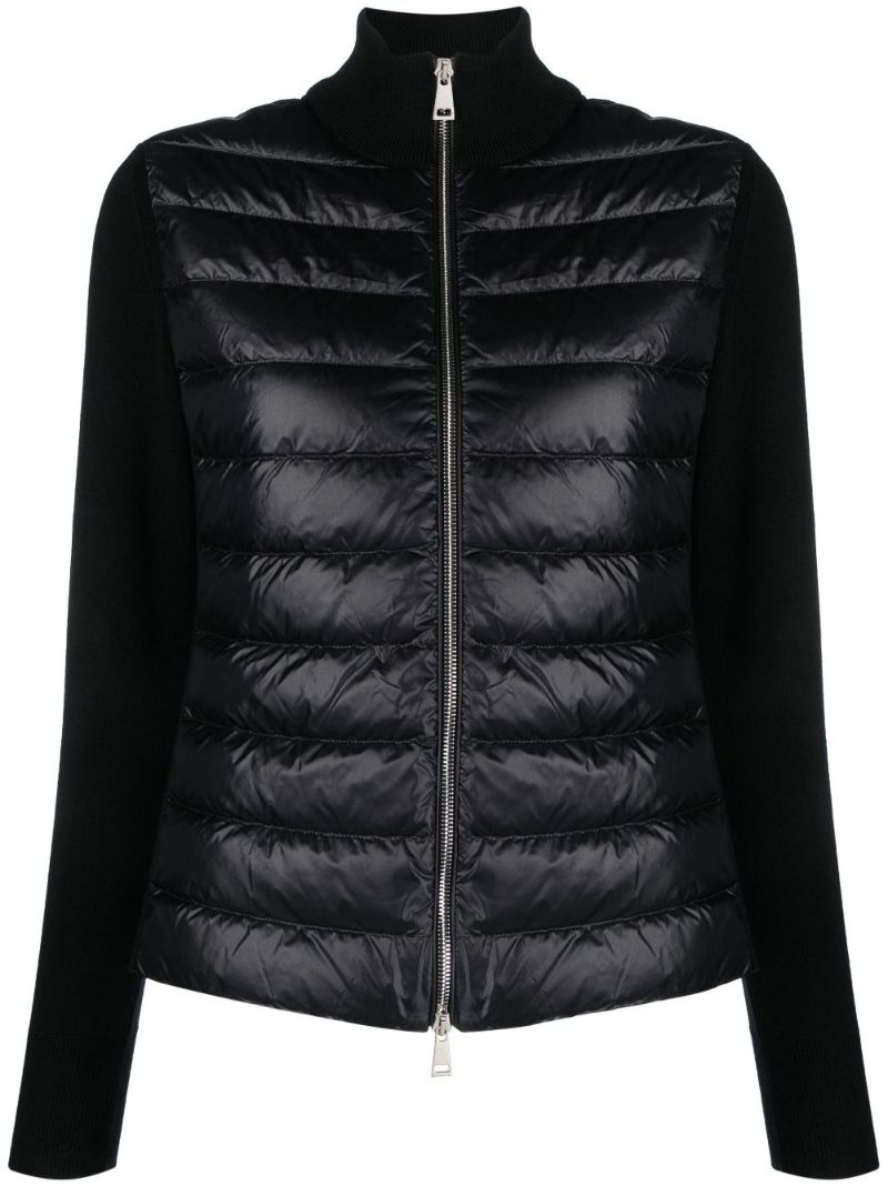 Black Padded Wool Cardigan