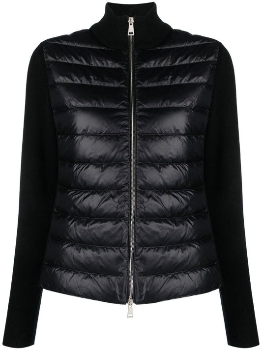 Black Padded Wool Cardigan