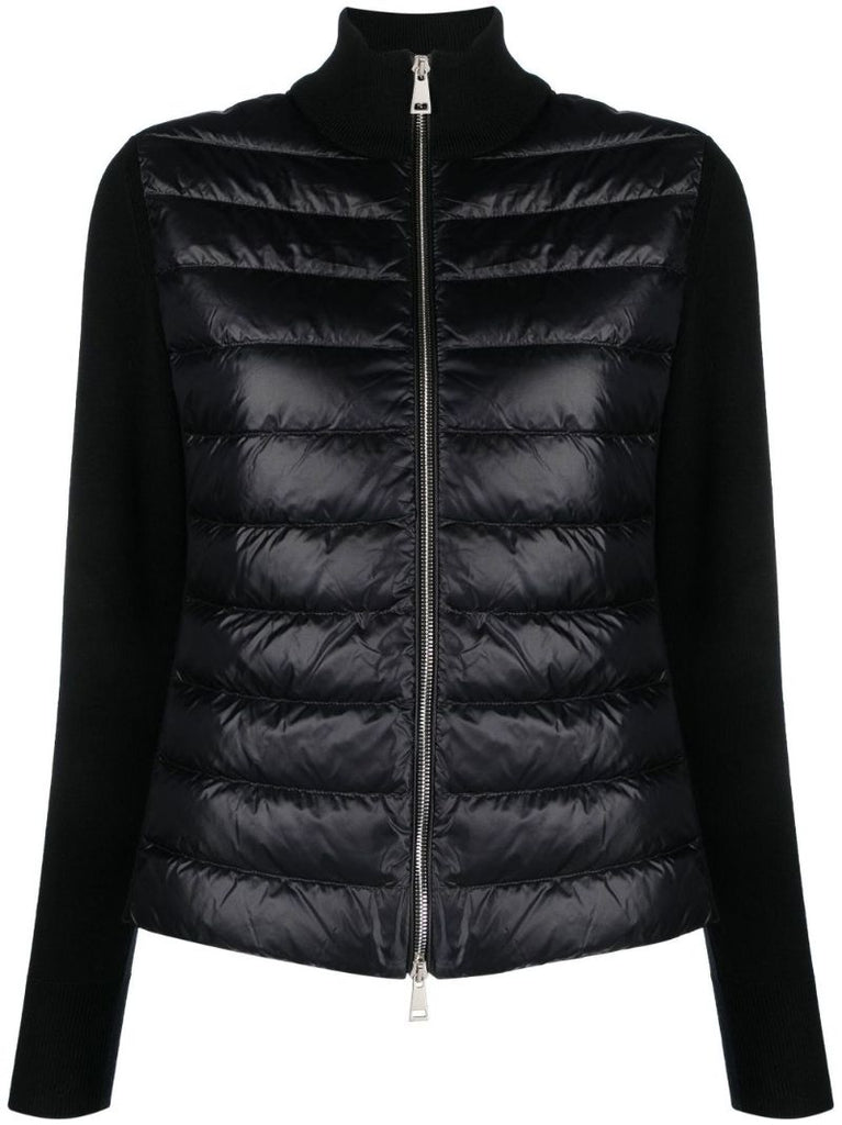 Black Padded Wool Cardigan
